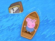 Джордж плывет на лодке