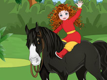 Мерида ухаживает за лошадью