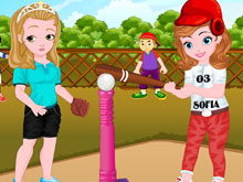 София и Эмбер играют в бейсбол