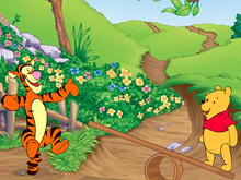 Винни Пух и Тигра прыгают за медом