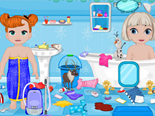 Холодное сердце: Эльза и Анна убирают в ванной